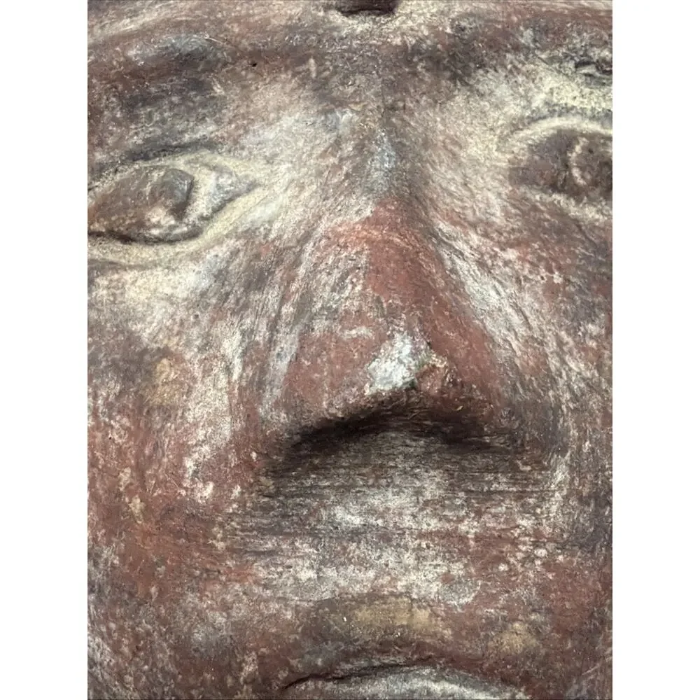 Vintage Columbian Mexican Clay Pottery Face Mask Wall Hanging